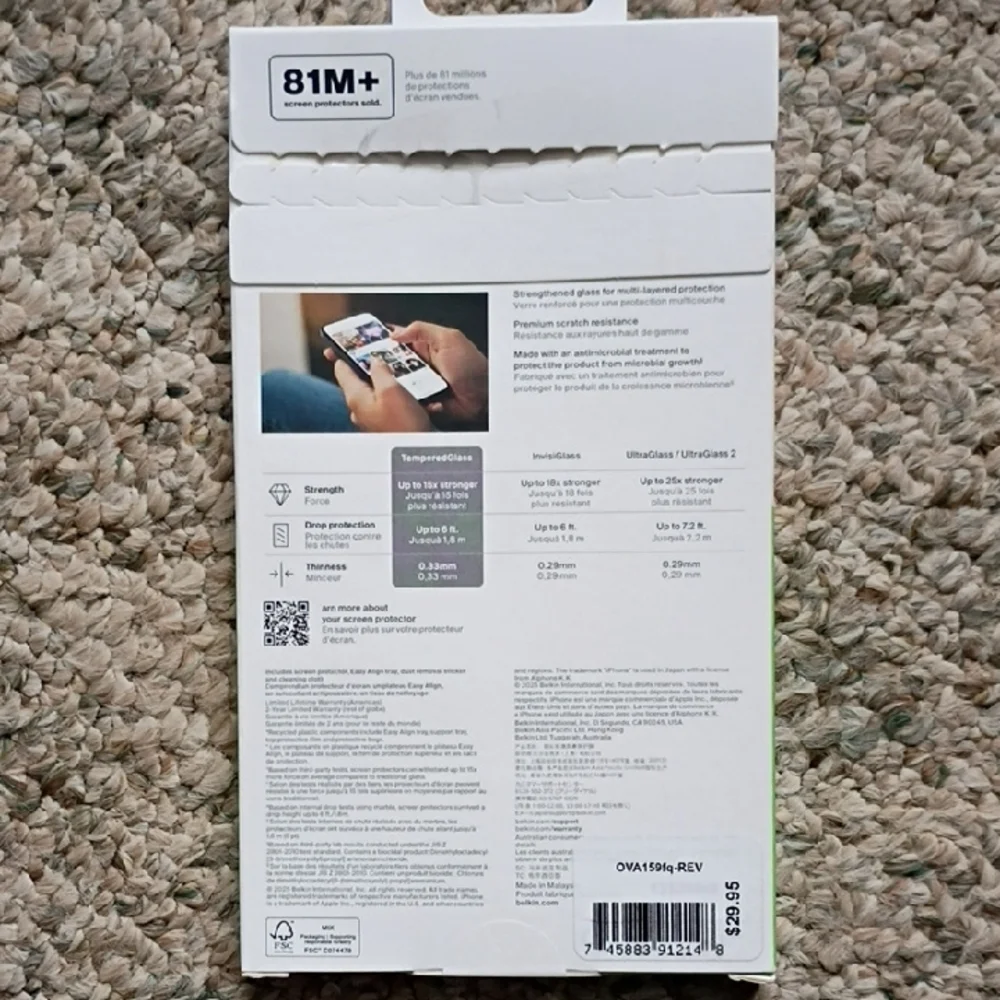 Belkin ScreenForce Tempered Glass Protector - Black iPhone 17 And 16 Pro